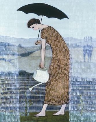 "Gardening in the Rain" by Brian Kershisnik