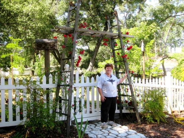 This grand arbor was constructed by husband Mike for Diane's roses
