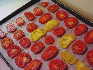 Tomatoes . . .. . . go into the oven for drying!