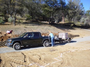 We dared to drive two pallets of wall bricks in our truck, 45 miles from Fresno
